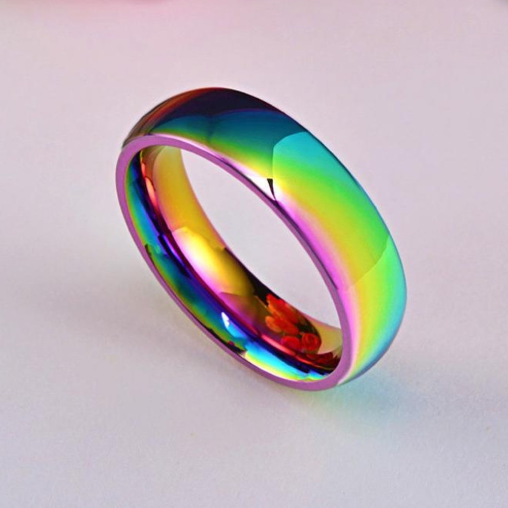 Men’s Rainbow Stainless Steel 6mm Ring Size 13